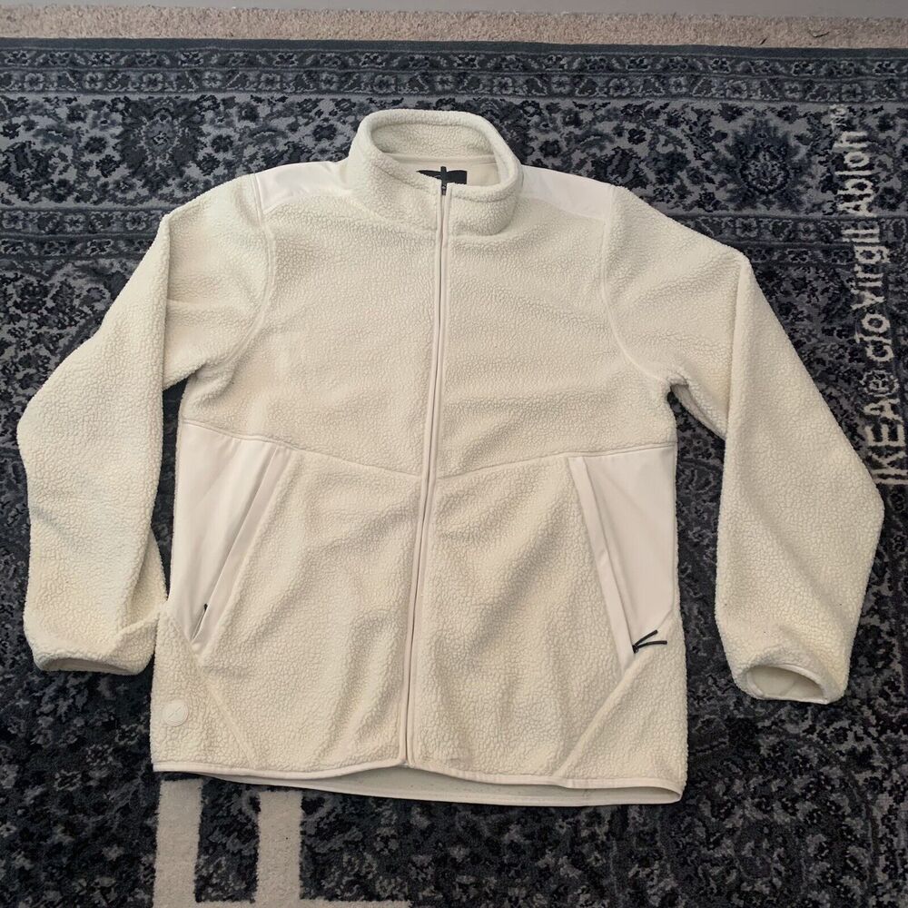 CUTS Fleece Polartec Full Zip Jacket Cream White Mens Sz XL preowned Great Cond.